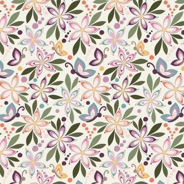 CWH Juju's Petals Main - C16610-CREAM - Cotton Fabric
