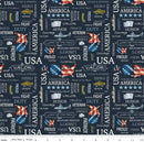 CWH Letters from Home Text - C15611-NAVY - Cotton Fabric