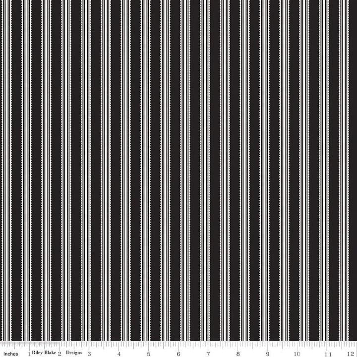 CWH Midnight Meadow Stripes - C15323-BLACK - Cotton Fabric