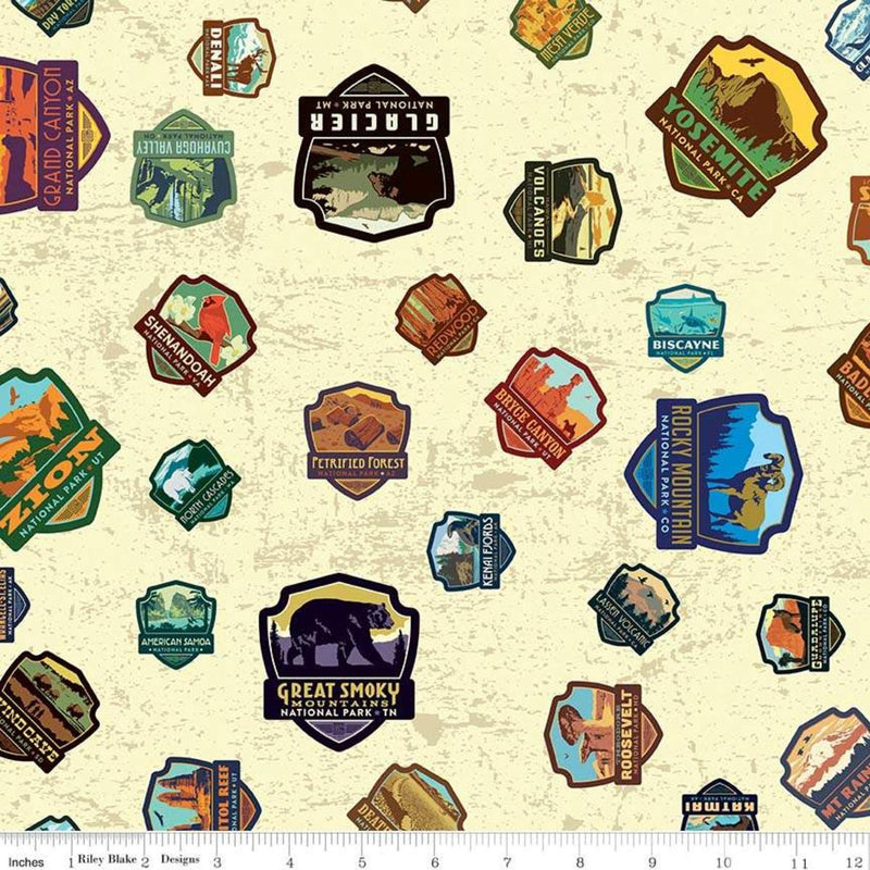 CWH National Parks Patches - C8782-CREAM - Cotton Fabric
