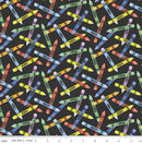 CWH New Box Of Crayons Crayon Toss - C16513-BLACK - Cotton Fabric