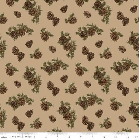 CWH Pine Grove Pinecones - C15933-TAN - Cotton Fabric