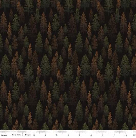 CWH Pine Grove Trees - C15932-BLACK - Cotton Fabric