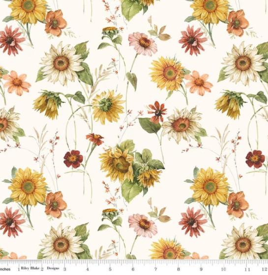 CWH Sunflower Whispers Sunflowers - CD16670-CREAM - Cotton Fabric