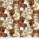 CWH The Homestead Herd of Cattle - CD18231-CREAM - Cotton Fabric