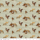 CWH The Homestead Horses Green - CD18234-GREEN - Cotton Fabric