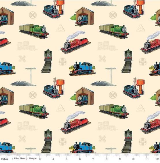 CWH Thomas & Friends 80th Anniversary Main - CD17010-CREAM - Cotton Fabric