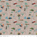 CWH Thomas & Friends 80th Anniversary Map - CD17012-PEWTER - Cotton Fabric