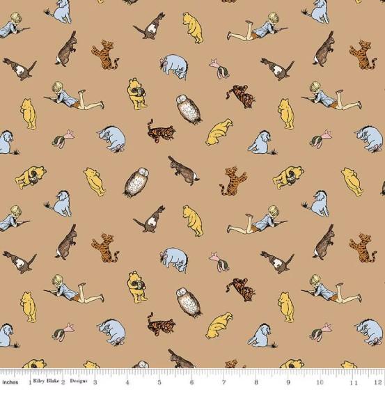 CWH Winnie The Pooh Characters - C17003-BROWN - Cotton Fabric