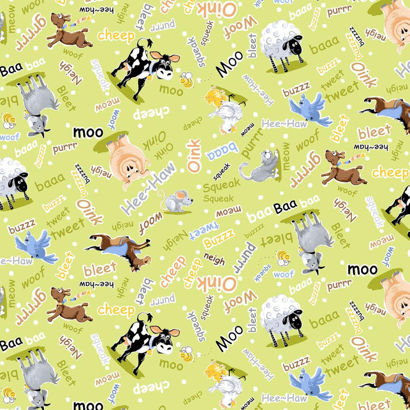 CWRK Barnyard Blues Noises - SB20415-815 Lime - Cotton Fabric