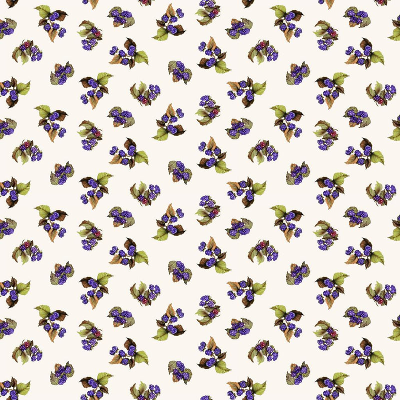 CWRK Bird Song Digital Blackberries - Y4516-2 Light Cream - Cotton Fabric