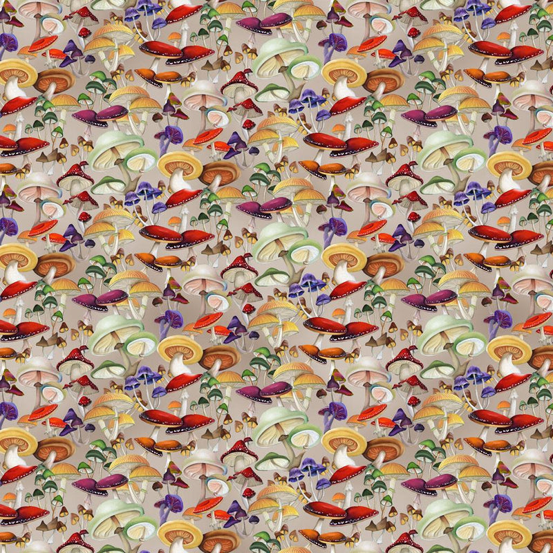 CWRK Bird Song Digital Mushrooms - Y4515-62 Taupe - Cotton Fabric