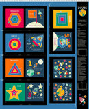 CWRK Blast Off! Digital 36" Storybook - Y4386-3 Black - Cotton Fabric