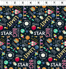 CWRK Blast Off! Digital Words - Y4389-3 Black - Cotton Fabric