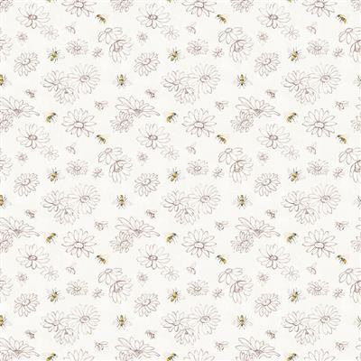 CWRK Daisy Field Digital Floral Sketch - Y4396-57 Cream - Cotton Fabric