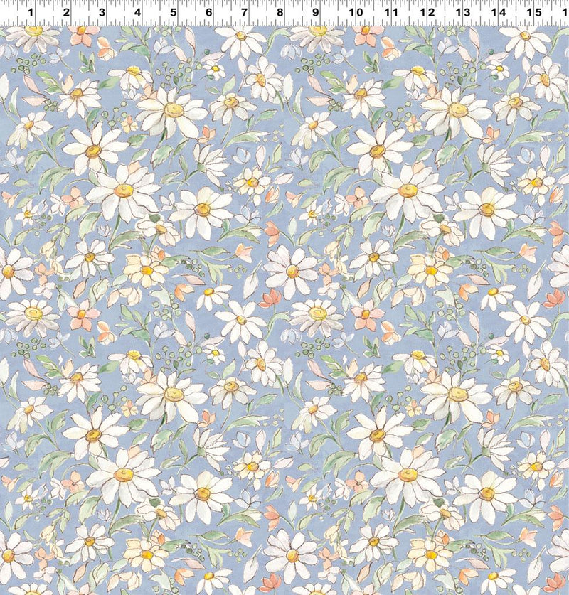 CWRK Daisy Field Digital Packed Floral - Y4394-87 Light Denim - Cotton Fabric