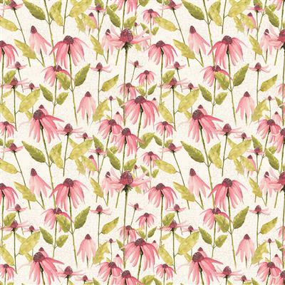CWRK Enjoy the Little Things Digital Echinacea - Y4060-2 Light Cream - Cotton Fabric
