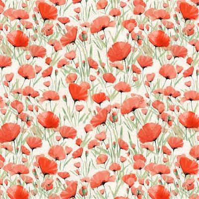 CWRK Enjoy the Little Things Digital Poppies - Y4061-2 Light Cream - Cotton Fabric