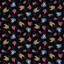 CWRK Fantasticats Digital Birds - Y4346-3 Black - Cotton Fabric
