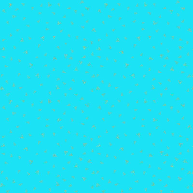 CWRK Fantasticats Gold Triangles - Y4348-33M Aqua - Cotton Metallic Fabric