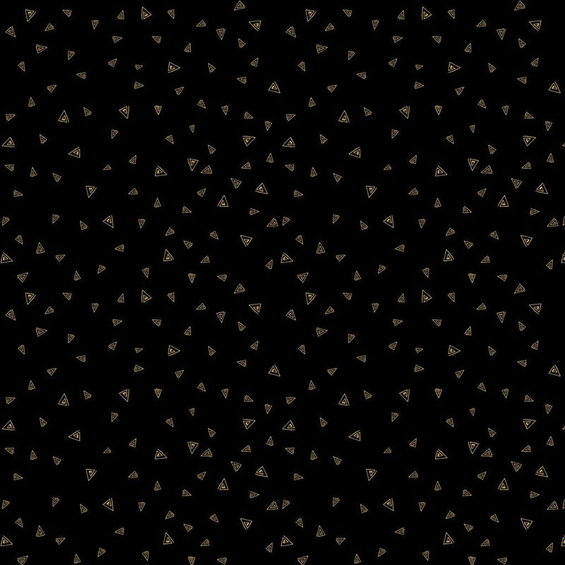 CWRK Fantasticats Gold Triangles - Y4348-3M Black - Cotton Metallic Fabric