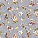 CWRK Farm Life Digital Baby Animals - Y3942-141 Slate - Cotton Fabric