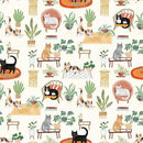 CWRK Homebodies Digital House Cats - Y4665-2 Light Cream - Cotton Fabric