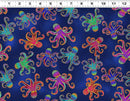 CWRK Oceania Digital Octopi - Y4700-53M Navy Blue Gold - Cotton Metallic Fabric