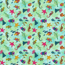 CWRK Oceania Sealife - Y4703-101M Turquoise Gold - Cotton Metallic Fabric