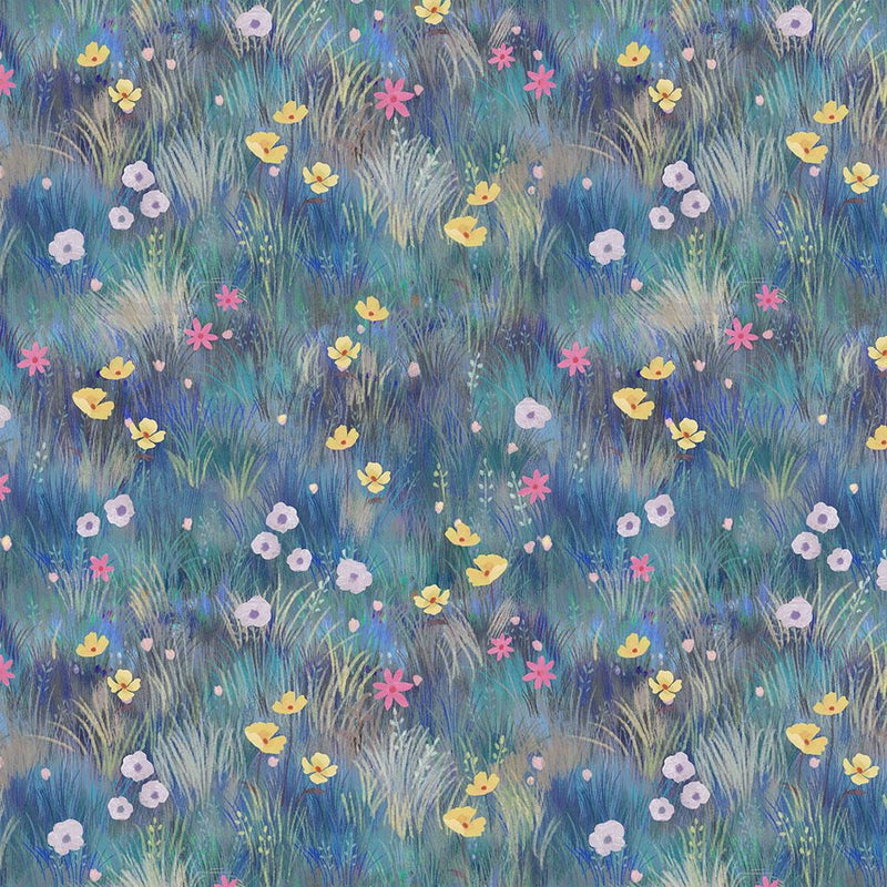 CWRK Serenity Digital Wildflowers - Y4315-90 Blue - Cotton Fabric