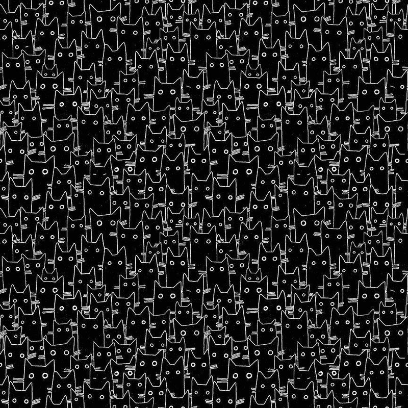 DS Cats In The Laundry Having A Meowment - DLW2659-JET - Cotton Fabric