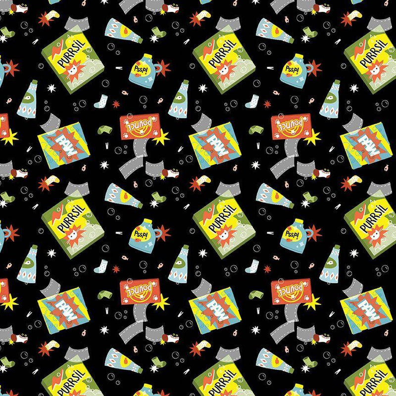 DS Cats In The Laundry Suds & Purrs - DLW3262-WREN - Cotton Fabric