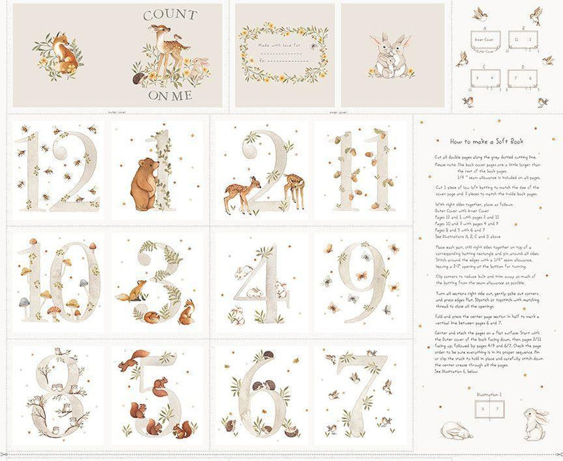 DS Count On Me 36" Book Panel - DNS3311-WHITE - Cotton Fabric
