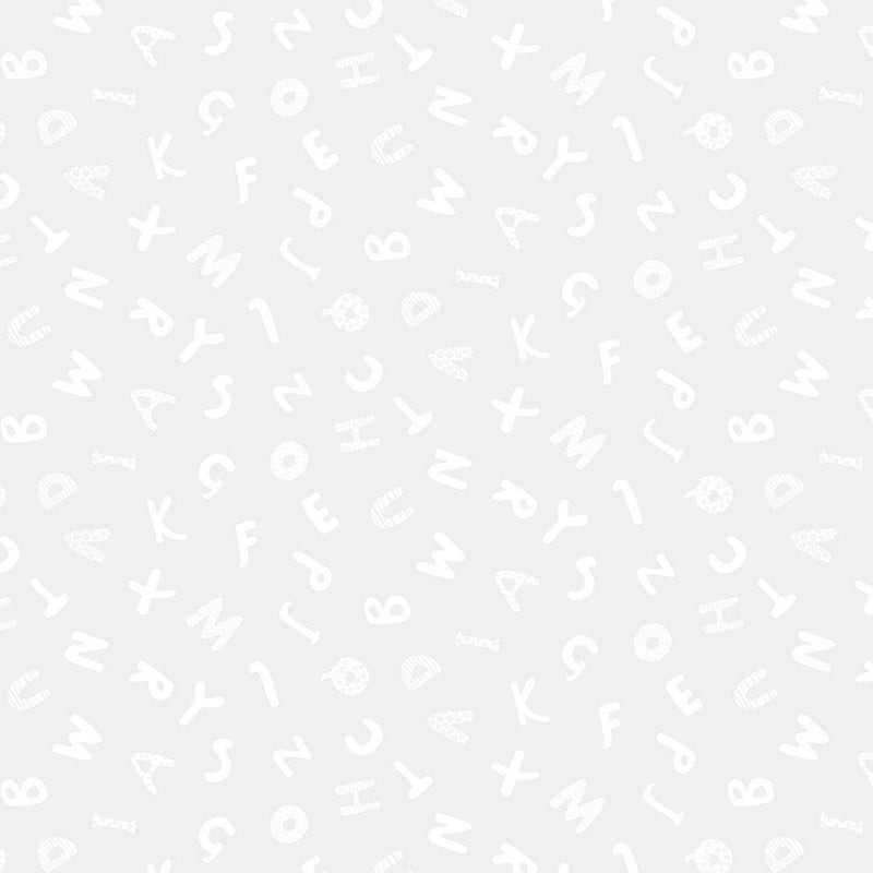 DS Monochrome Easy As ABC - P3224-WHITE - Cotton Fabric
