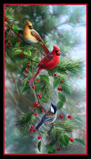 EZS Birds & Berries Panel - 40003-BLACK - Cotton Fabric
