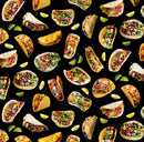 EZS Favorite Foods - 719-BLACK - Cotton Fabric