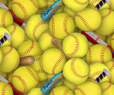 NCI Sports Collection Softballs - 426-YELLOW - Cotton Fabric