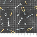 FIGO Little Builders - 91354-96 Smoke - Cotton Fabric
