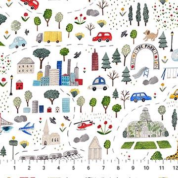 FIGO Mini Metropolis - 91189-10 White - Cotton Fabric