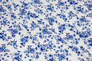 FM Double Brushed Porcelain Floral - 79-17154 White/Royal - Dress & Apparel Fabric