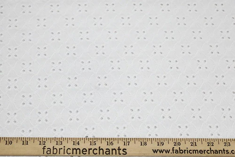 FM Eyelit Knit- 19-15903 White - Dress & Apparel Fabric
