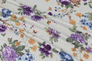 FM French Terry Floral Bouquets - 46-17878 Silver Stone/Violet - Dress & Apparel Fabric
