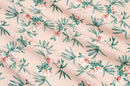 FM Poly Linen Look Floral - 10-13464 Pink/Green - Dress & Apparel Fabric