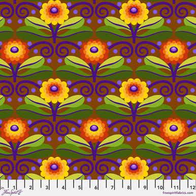 FS Gloriosa Garden Power Flower - PWJS156.BROWN - Cotton Fabric