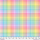 FS Love Under The Stars Rainbow Gingham - PWKT060.XWHITE - Cotton Fabric