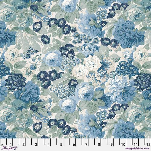 FS Southwold Rose & Peony Medium - PWSA017.BLUE - Cotton Fabric