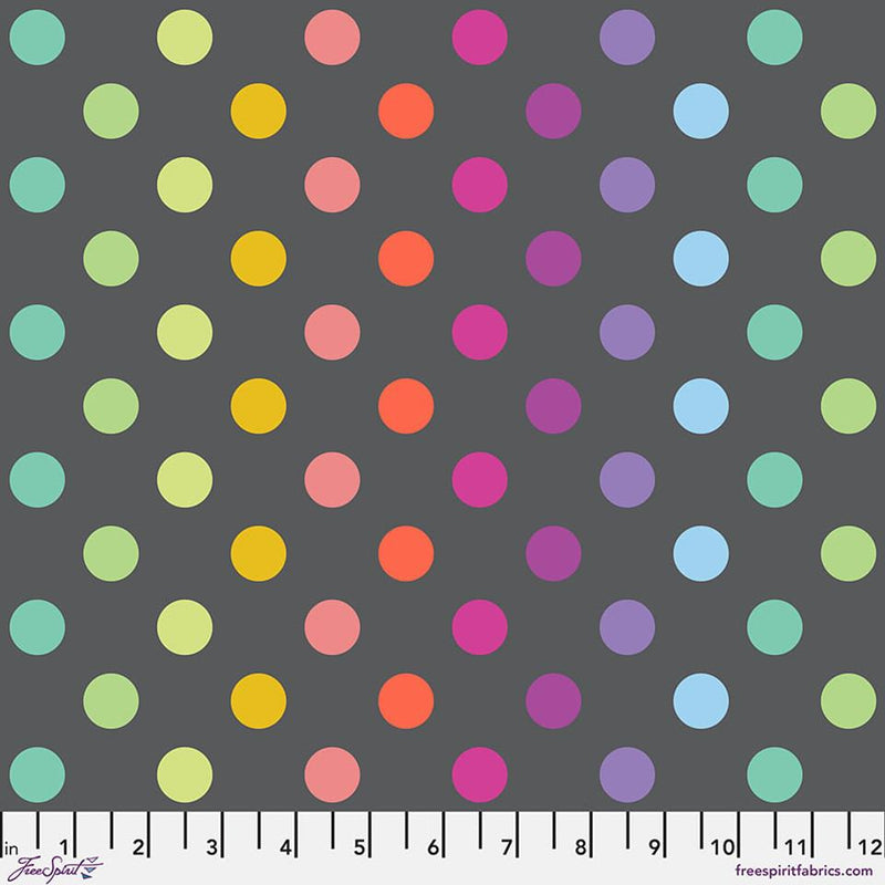 FS True Colors Graywork Disco Poms - PWTP262.CARBON - Cotton Fabric