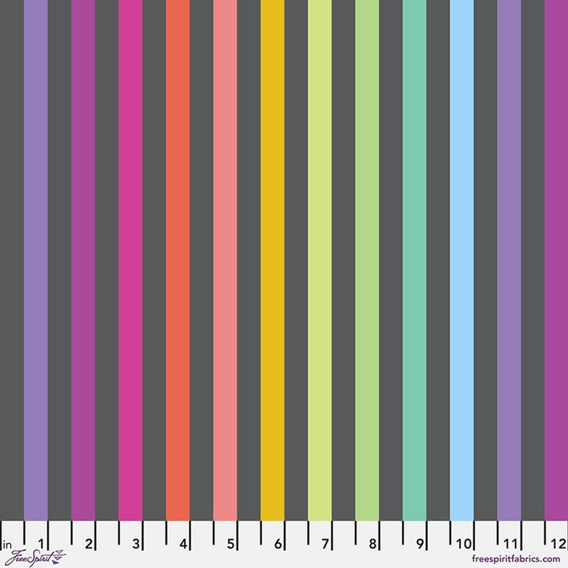 FS True Colors Graywork Disco Stripe - PWTP231.CARBON - Cotton Fabric