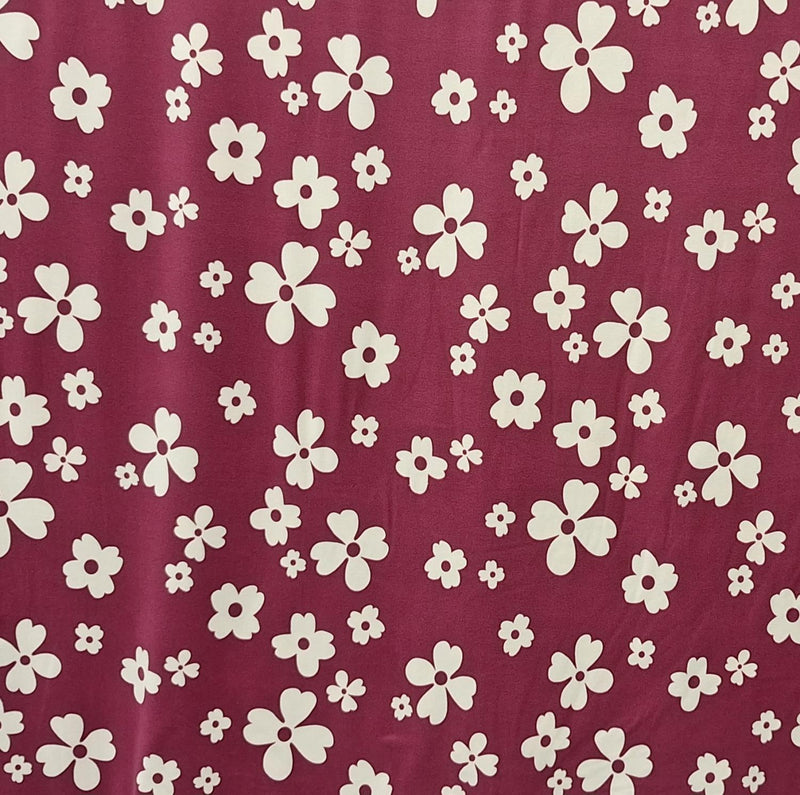 FTWH DTY Brushed Floral - FA14590 Burgundy - Dress & Apparel Fabric