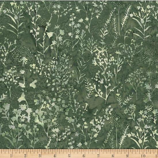 HFF Bali Batik Disty Flowers - V2555-331 Herb - Cotton Fabric